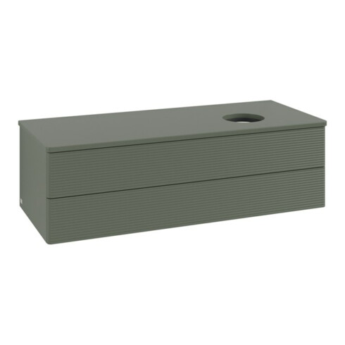 V&B Waschtischunterschrank mit Frontstruktur, mit Beleuchtung Antao 120x36x50cm, WBP Lac, lea gre. m Lac