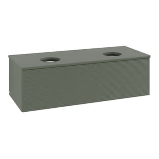 V&B Waschtischunterschrank mit Frontstruktur, mit Beleuchtung Antao 120x36x50cm, WBP Lac, lea gre. m Lac