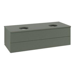 V&B Waschtischunterschrank mit Frontstruktur, mit Beleuchtung Antao 120x36x50cm, WBP Lac, lea gre. m Lac