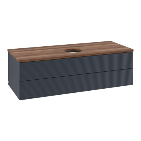 V&B Waschtischunterschrank mit Frontstruktur, mit Beleuchtung Antao 120x36x50cm, WBP w. wal, md bl. m Lac