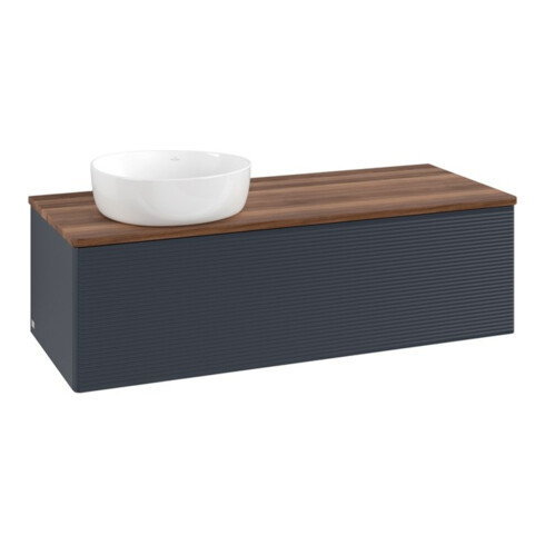 V&B Waschtischunterschrank mit Frontstruktur, mit Beleuchtung Antao 120x36x50cm, WBP w. wal, md bl. m Lac