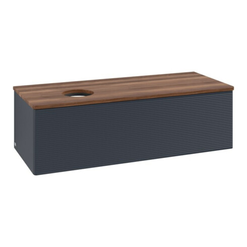 V&B Waschtischunterschrank mit Frontstruktur, mit Beleuchtung Antao 120x36x50cm, WBP w. wal, md bl. m Lac
