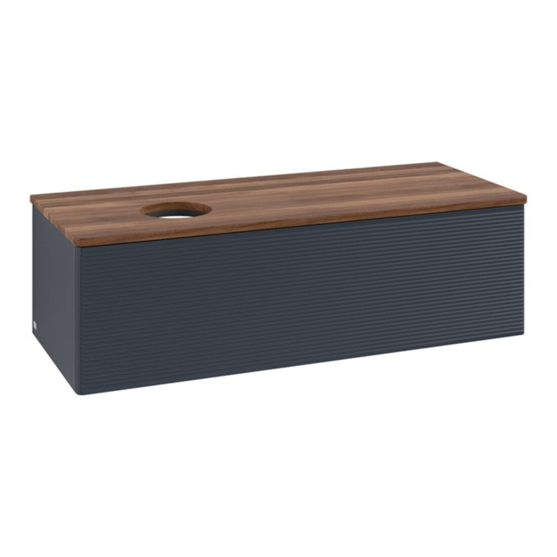V&B Waschtischunterschrank mit Frontstruktur, mit Beleuchtung Antao 120x36x50cm, WBP w. wal, md bl. m Lac