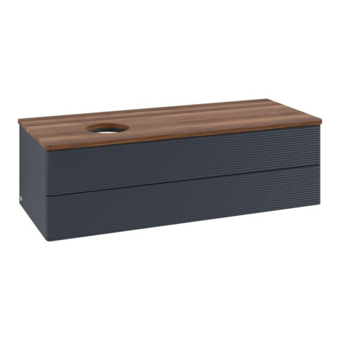V&B Waschtischunterschrank mit Frontstruktur, mit Beleuchtung Antao 120x36x50cm, WBP w. wal, md bl. m Lac