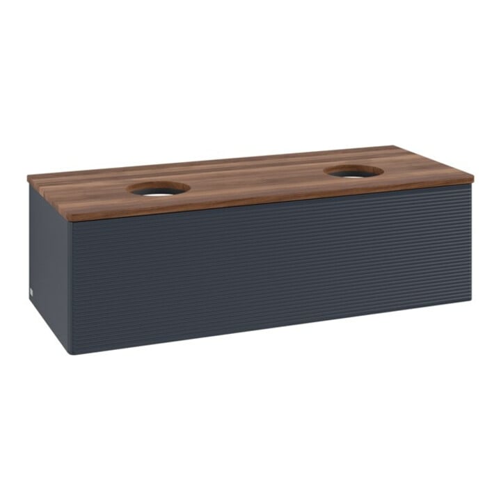 V&B Waschtischunterschrank mit Frontstruktur, mit Beleuchtung Antao 120x36x50cm, WBP w. wal, md bl. m Lac