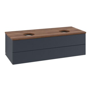 V&B Waschtischunterschrank mit Frontstruktur, mit Beleuchtung Antao 120x36x50cm, WBP w. wal, md bl. m Lac
