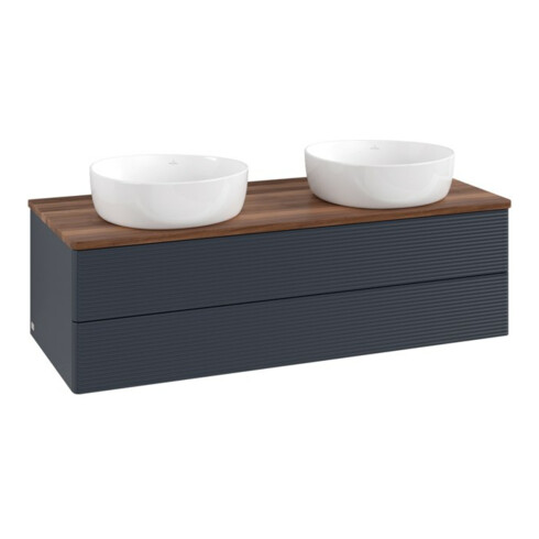 V&B Waschtischunterschrank mit Frontstruktur, mit Beleuchtung Antao 120x36x50cm, WBP w. wal, md bl. m Lac