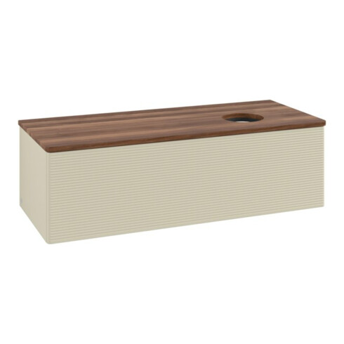 V&B Waschtischunterschrank mit Frontstruktur, mit Beleuchtung Antao 120x36x50cm, WBP w. wal, si Gr m Lac