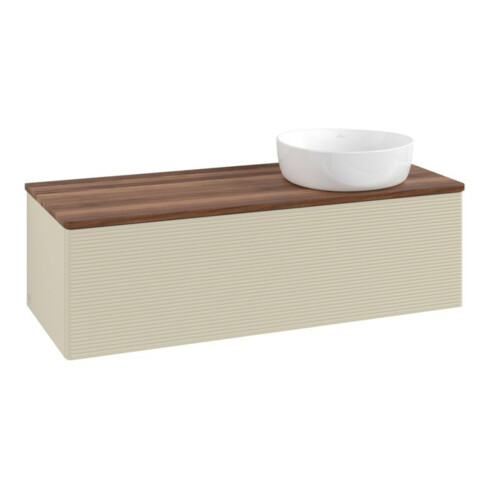 V&B Waschtischunterschrank mit Frontstruktur, mit Beleuchtung Antao 120x36x50cm, WBP w. wal, si Gr m Lac