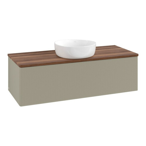 V&B Waschtischunterschrank mit Frontstruktur, mit Beleuchtung Antao 120x36x50cm, WBP w. wal, st. Gr m Lac