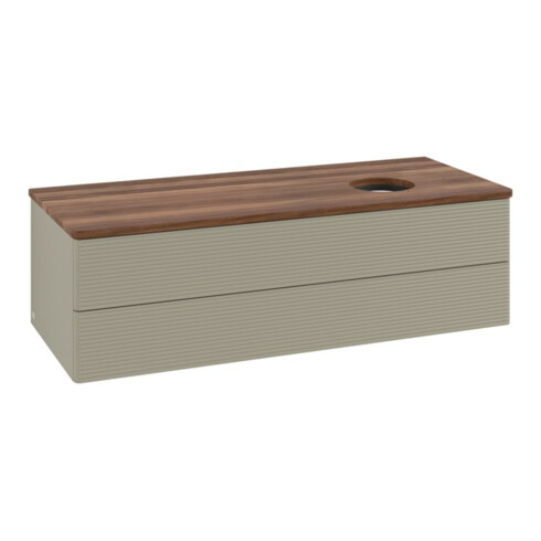 V&B Waschtischunterschrank mit Frontstruktur, mit Beleuchtung Antao 120x36x50cm, WBP w. wal, st. Gr m Lac