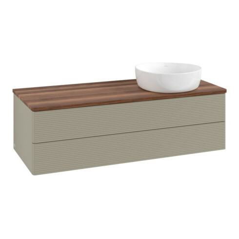V&B Waschtischunterschrank mit Frontstruktur, mit Beleuchtung Antao 120x36x50cm, WBP w. wal, st. Gr m Lac