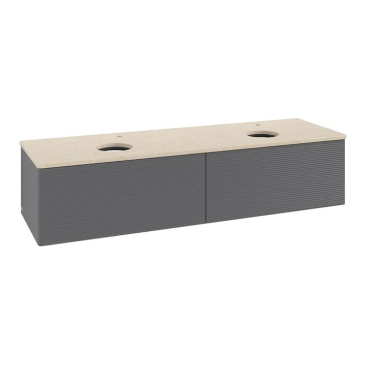 V&B Waschtischunterschrank mit Frontstruktur, mit Beleuchtung Antao 160x50cm, HL, WBP botti., Anthrac. m Lac