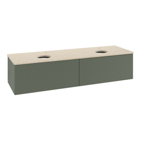 V&B Waschtischunterschrank mit Frontstruktur, mit Beleuchtung Antao 160x50cm, HL, WBP botti., lea gre. m Lac