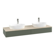 V&B Waschtischunterschrank mit Frontstruktur, mit Beleuchtung Antao 160x50cm, HL, WBP botti., lea gre. m Lac