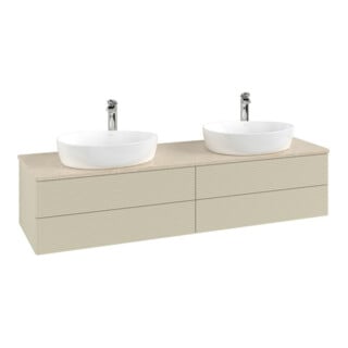 V&B Waschtischunterschrank mit Frontstruktur, mit Beleuchtung Antao 160x50cm, HL, WBP botti., si Gr m Lac