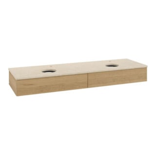 V&B Waschtischunterschrank mit Frontstruktur, mit Beleuchtung Antao 160x50cm, HL, WBP-farbe botti., hon. Oa
