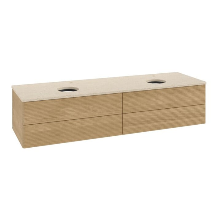 V&B Waschtischunterschrank mit Frontstruktur, mit Beleuchtung Antao 160x50cm, HL, WBP-farbe botti., hon. oak
