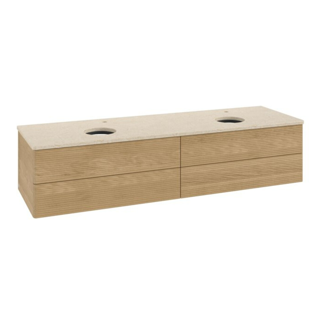 V&B Waschtischunterschrank mit Frontstruktur, mit Beleuchtung Antao 160x50cm, HL, WBP-farbe botti., hon. oak