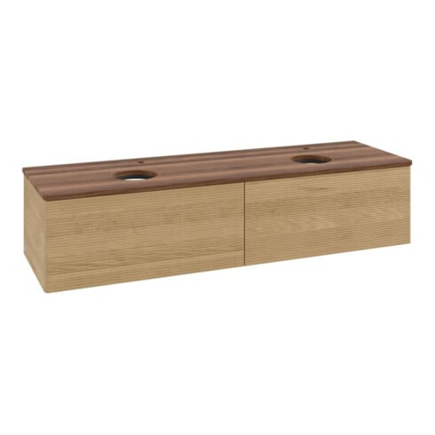 V&B Waschtischunterschrank mit Frontstruktur, mit Beleuchtung Antao 160x50cm, HL, WBP-farbe w. wal, hon. Oa