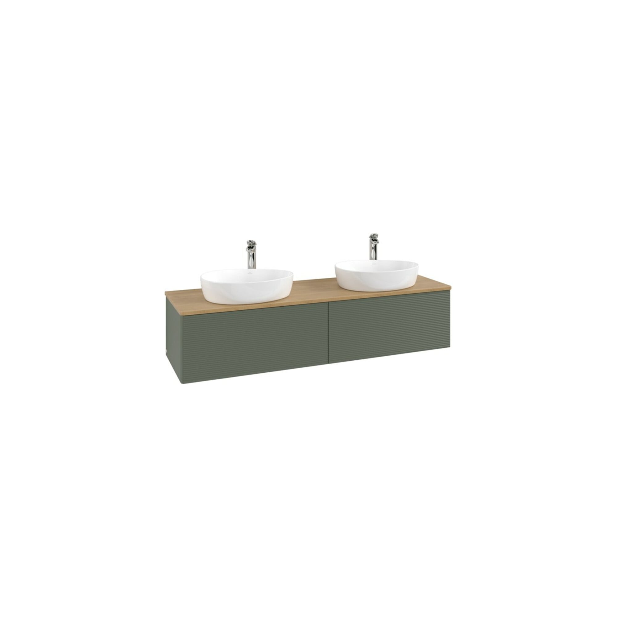 V&B Waschtischunterschrank mit Frontstruktur, mit Beleuchtung Antao 160x50cm, HL, WBP hon. Oa, le gre. m Lac ; Villeroy & Boch