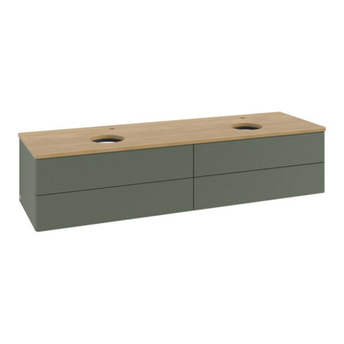 V&B Waschtischunterschrank mit Frontstruktur, mit Beleuchtung Antao 160x50cm, HL, WBP hon. Oa, le gre. m Lac