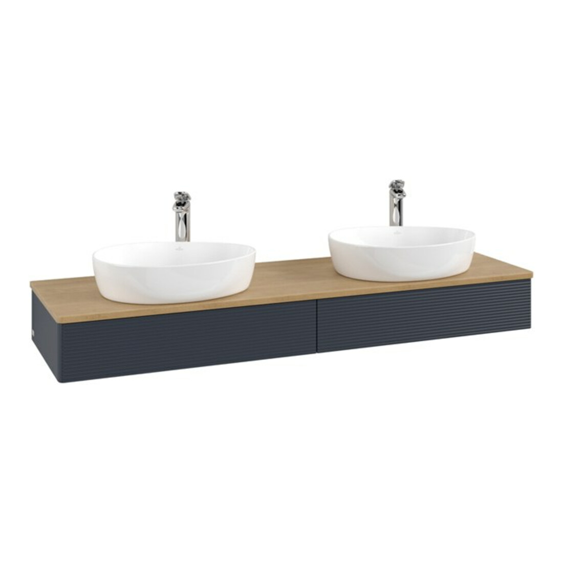 V&B Waschtischunterschrank mit Frontstruktur, mit Beleuchtung Antao 160x50cm, HL, WBP hon. Oa, md bl. m Lac