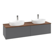 V&B Waschtischunterschrank mit Frontstruktur, mit Beleuchtung Antao 160x50cm, HL, WBP w. wal, Anthrac. m Lac-3