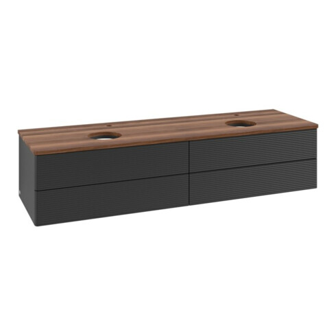 V&B Waschtischunterschrank mit Frontstruktur, mit Beleuchtung Antao 160x50cm, HL, WBP w. wal, bla m Lac