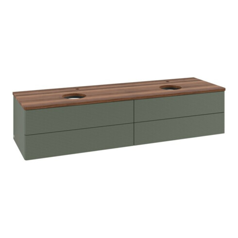 V&B Waschtischunterschrank mit Frontstruktur, mit Beleuchtung Antao 160x50cm, HL, WBP w. wal, lea gre. m Lac