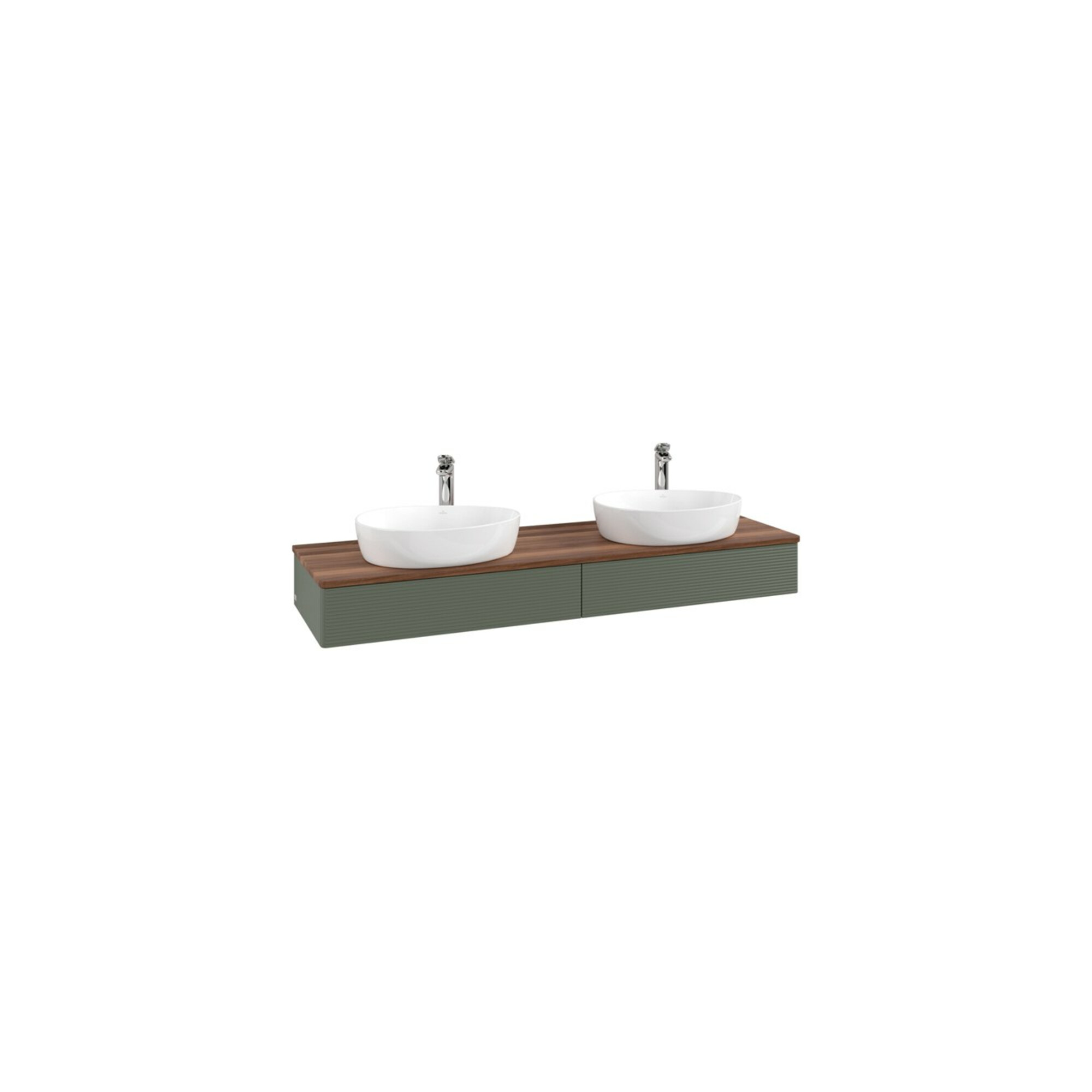 V&B Waschtischunterschrank mit Frontstruktur, mit Beleuchtung Antao 160x50cm, HL, WBP w. wal, lea gre. m Lac ; Villeroy & Boch