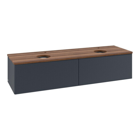V&B Waschtischunterschrank mit Frontstruktur, mit Beleuchtung Antao 160x50cm, HL, WBP w. wal, md bl. m Lac