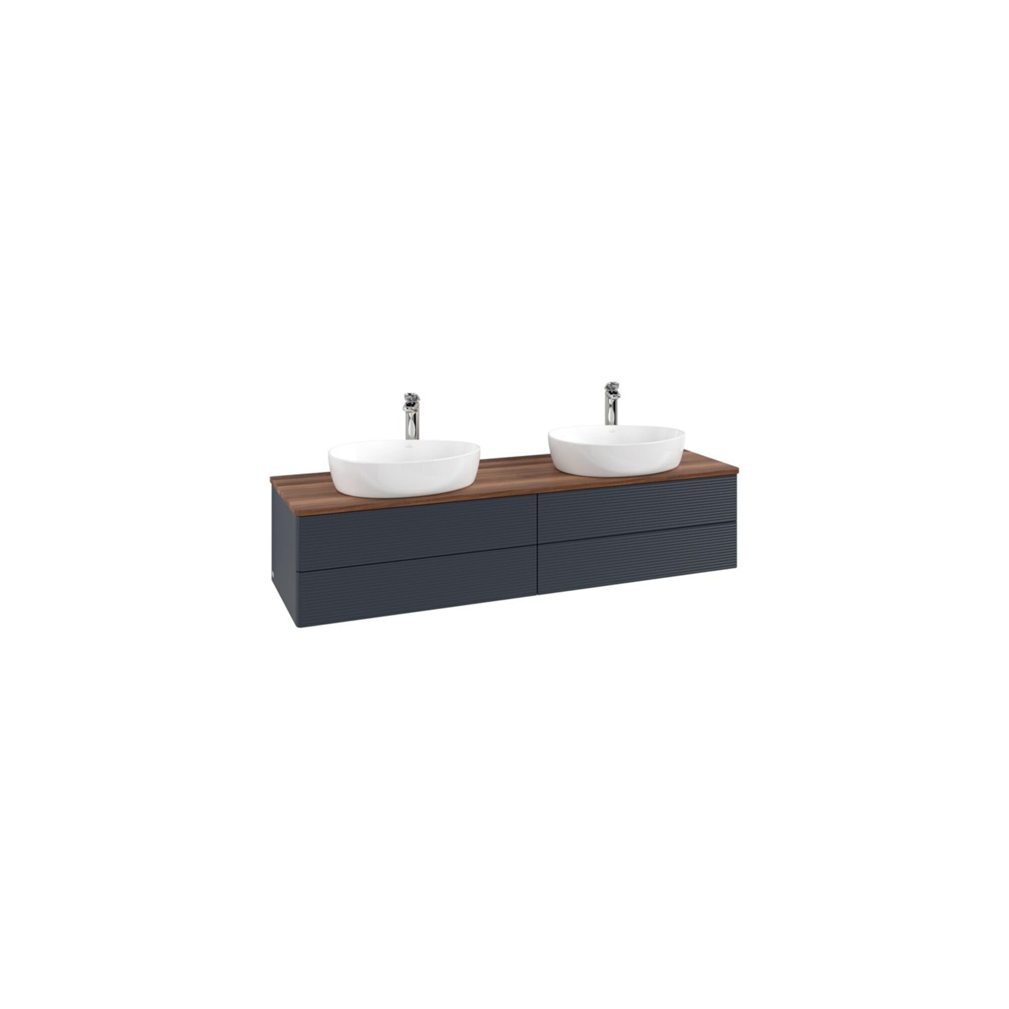 V&B Waschtischunterschrank mit Frontstruktur, mit Beleuchtung Antao 160x50cm, HL, WBP w. wal, md bl. m Lac ; Villeroy & Boch
