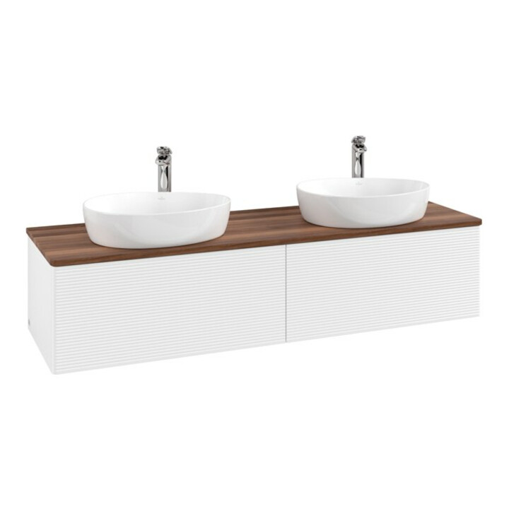 V&B Waschtischunterschrank mit Frontstruktur, mit Beleuchtung Antao 160x50cm, HL, WBP w. wal, wh. m Lac