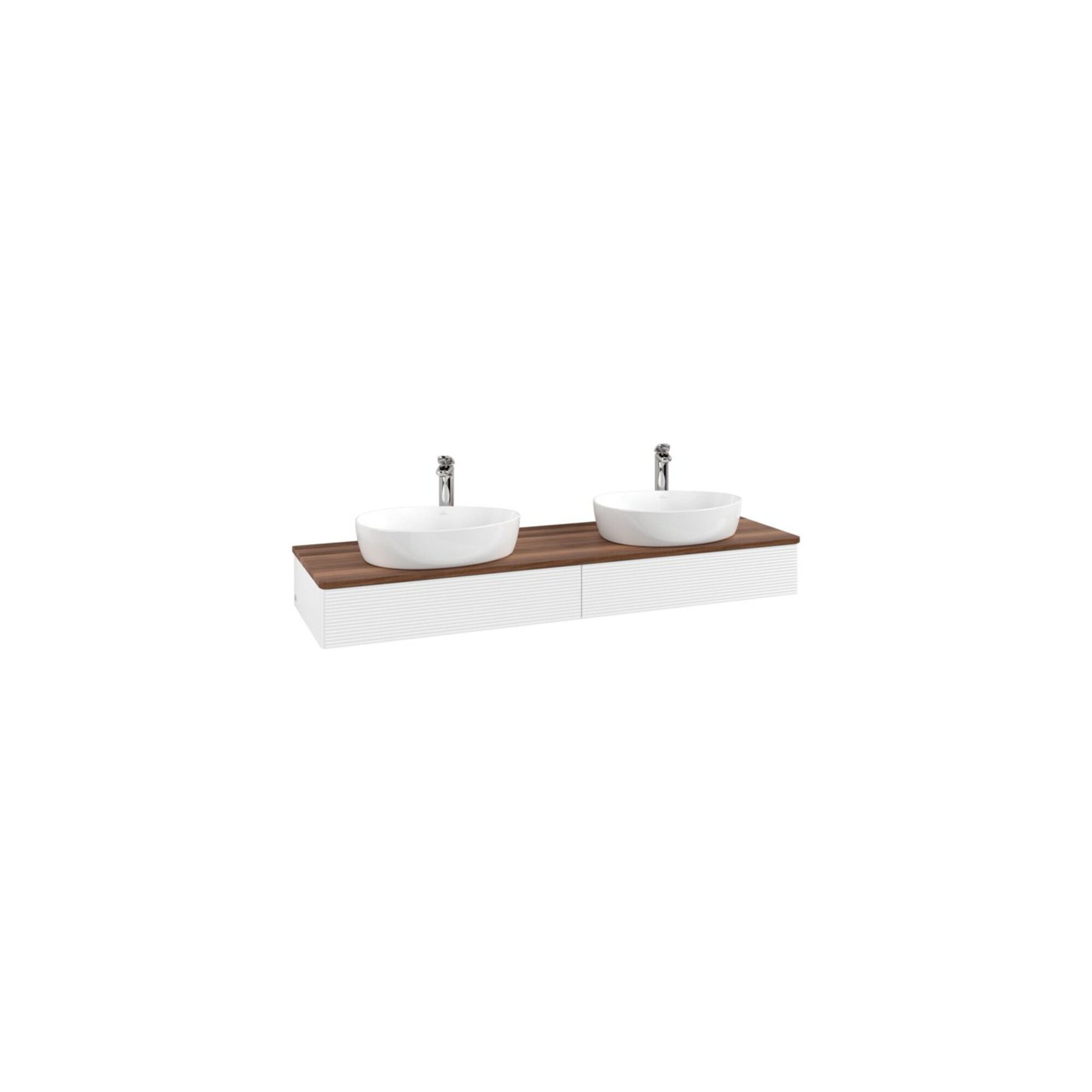 V&B Waschtischunterschrank mit Frontstruktur, mit Beleuchtung Antao 160x50cm, HL, WBP w. wal, wh. m Lac ; Villeroy & Boch