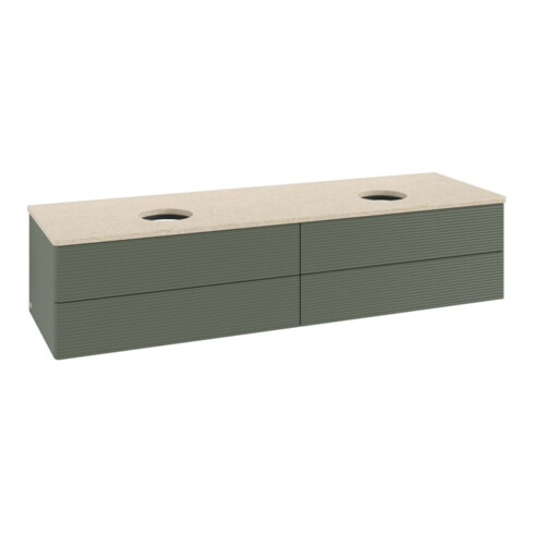 V&B Waschtischunterschrank mit Frontstruktur, mit Beleuchtung Antao 160x50cm, WBP botti., lea gre. m Lac