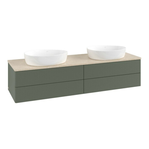 V&B Waschtischunterschrank mit Frontstruktur, mit Beleuchtung Antao 160x50cm, WBP botti., lea gre. m Lac