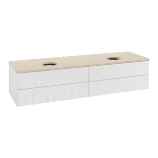 V&B Waschtischunterschrank mit Frontstruktur, mit Beleuchtung Antao 160x50cm, WBP-farbe botti., glo wh. Lac