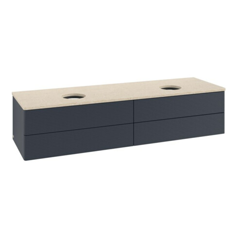 V&B Waschtischunterschrank mit Frontstruktur, mit Beleuchtung Antao 160x50cm, WBP-farbe botti., md bl. m Lac
