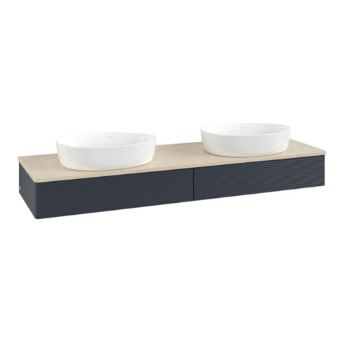 V&B Waschtischunterschrank mit Frontstruktur, mit Beleuchtung Antao 160x50cm, WBP-farbe botti., md bl. m Lac