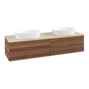 V&B Waschtischunterschrank mit Frontstruktur, mit Beleuchtung Antao 160x50cm, WBP-farbe botti., warm walnut