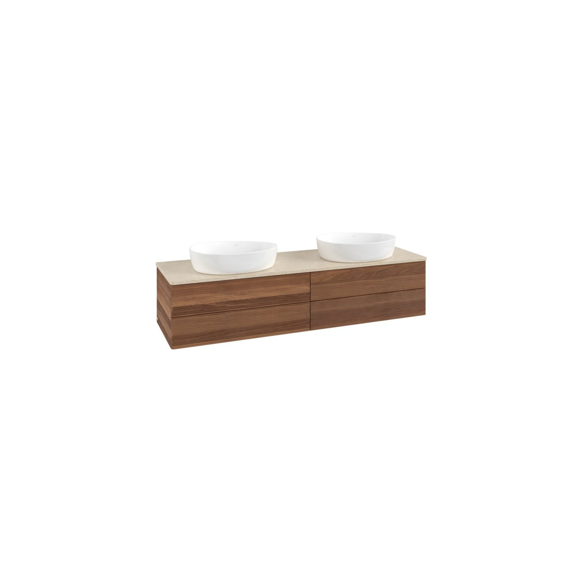 V&B Waschtischunterschrank mit Frontstruktur, mit Beleuchtung Antao 160x50cm, WBP-farbe botti., warm walnut ; Villeroy & Boch