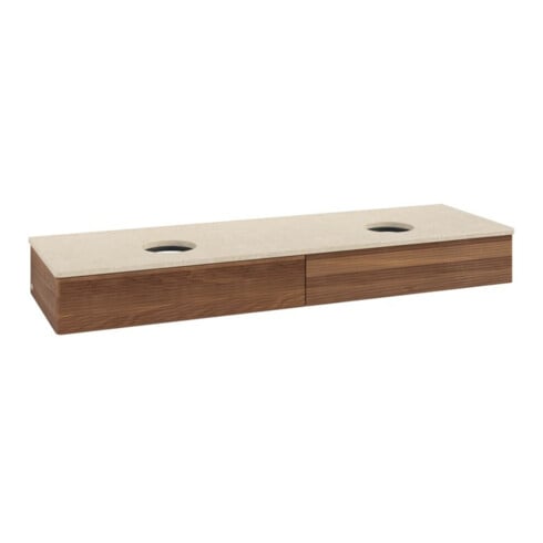 V&B Waschtischunterschrank mit Frontstruktur, mit Beleuchtung Antao 160x50cm, WBP-farbe botti., warm walnut