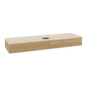V&B Waschtischunterschrank mit Frontstruktur, mit Beleuchtung Antao 160x50cm, WBP-farbe botticino, honey oak