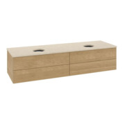V&B Waschtischunterschrank mit Frontstruktur, mit Beleuchtung Antao 160x50cm, WBP-farbe botticino, honey oak