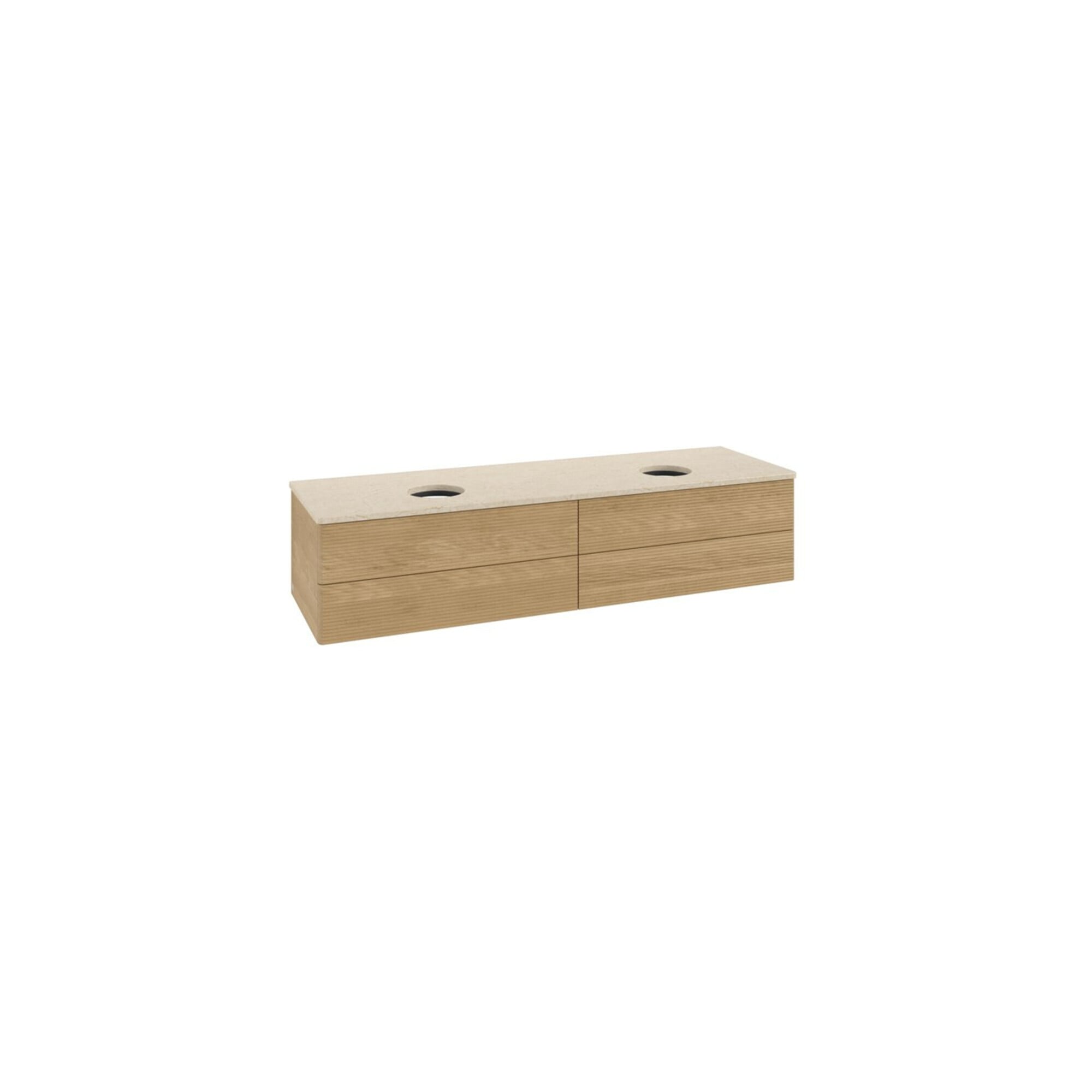 V&B Waschtischunterschrank mit Frontstruktur, mit Beleuchtung Antao 160x50cm, WBP-farbe botticino, honey oak ; Villeroy & Boch