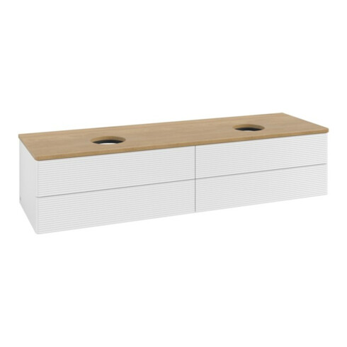 V&B Waschtischunterschrank mit Frontstruktur, mit Beleuchtung Antao 160x50cm, WBP-farbe hon. Oa, glo wh. Lac