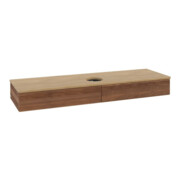 V&B Waschtischunterschrank mit Frontstruktur, mit Beleuchtung Antao 160x50cm, WBP-farbe hon. Oa, warm walnut