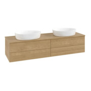 V&B Waschtischunterschrank mit Frontstruktur, mit Beleuchtung Antao 160x50cm, WBP-farbe honey oak, honey oak-3