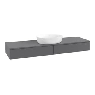V&B Waschtischunterschrank mit Frontstruktur, mit Beleuchtung Antao 160x50cm, WBP-farbe Lac, Anthrac. m Lac